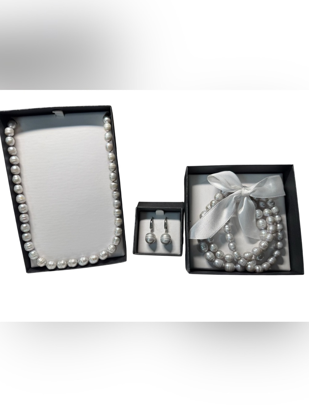 Honora 925 Sterling Silver Freshwater Pearl Necklace Bracelet Earrings Gift Set